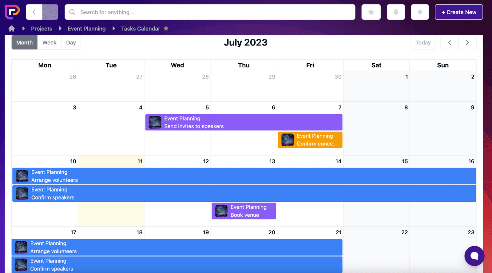 Project.co calendar view