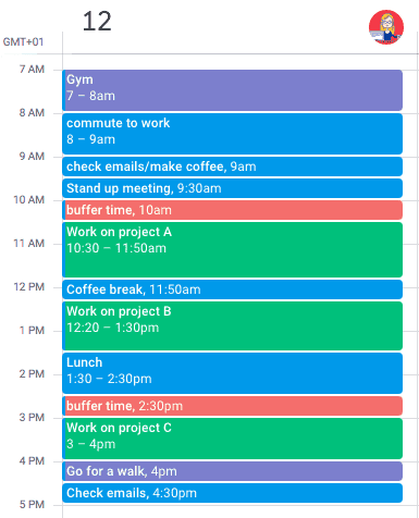 Time-blocking example