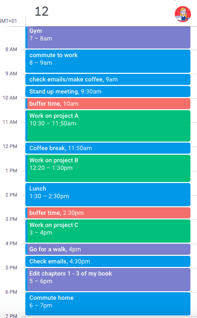 colour coded calendar