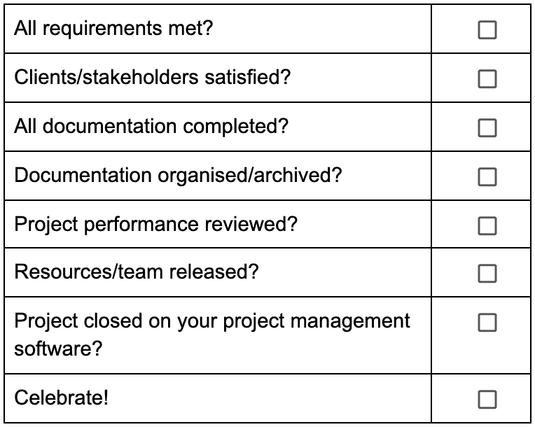 project closure checklist