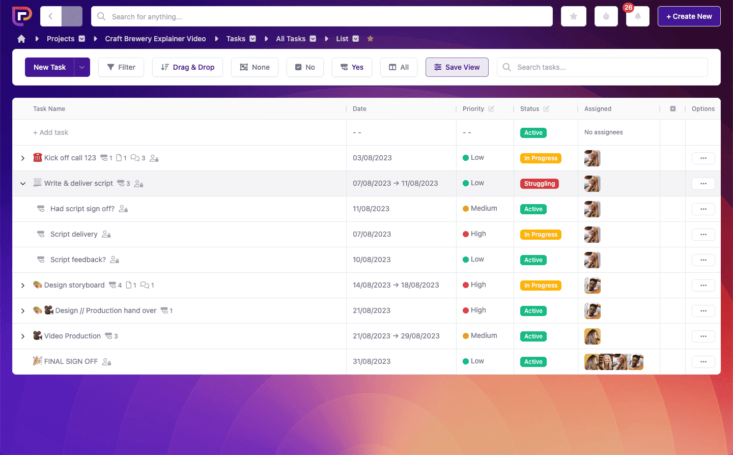 Project.co tasks