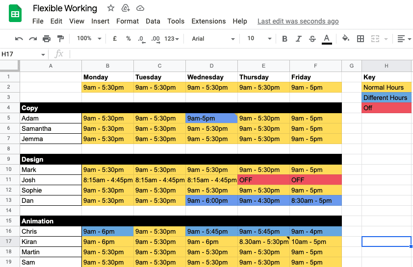 flexible working sheet